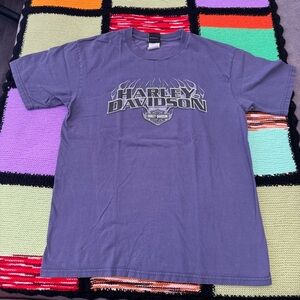 Y2k Harley Davidson Motorcycle t shirt 2008 fade navy blue Large